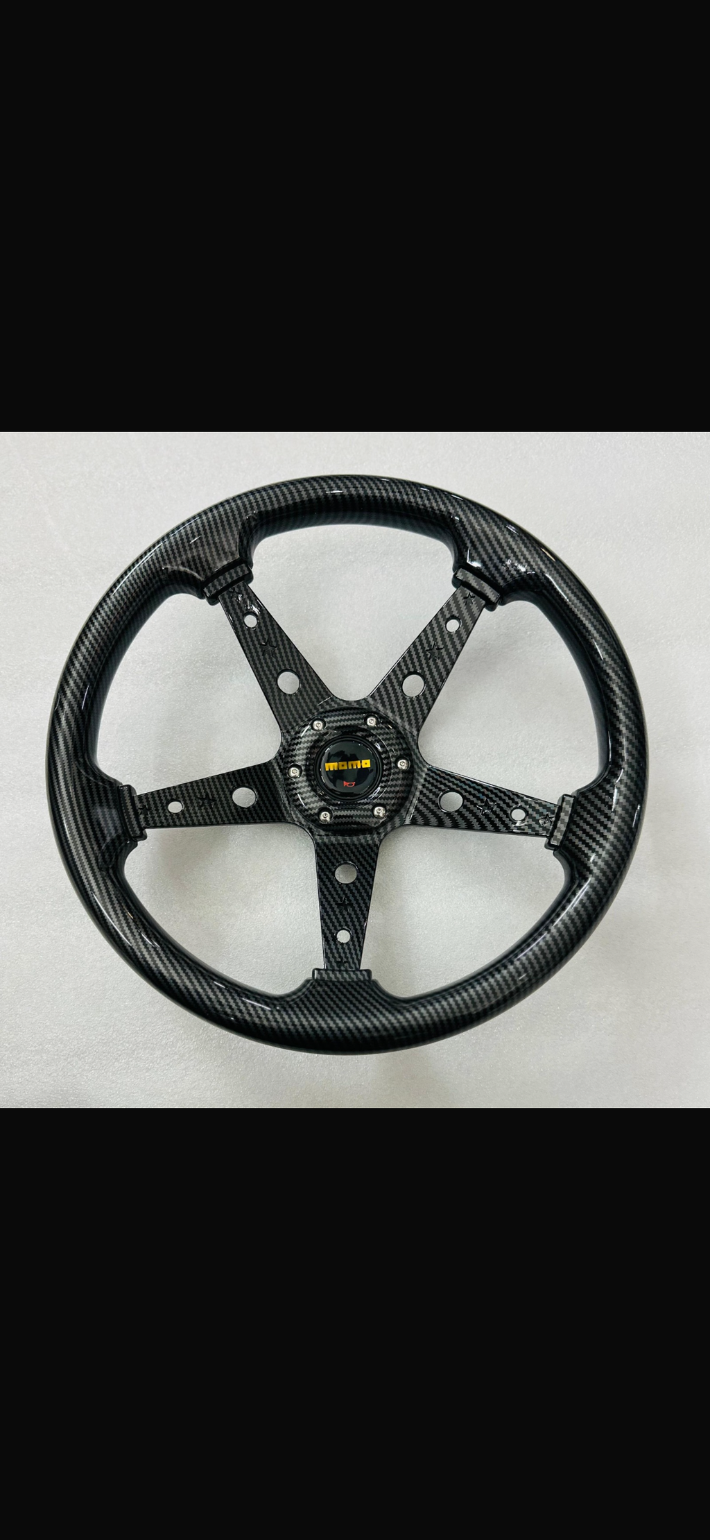 Momo/Sparco 14-Inch 5-Spoke Racing Steering Wheel | Premium Carbon Fiber Finish