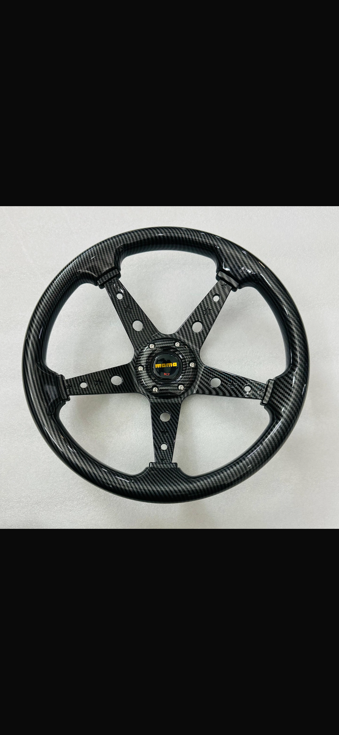 Momo/Sparco 14-Inch 5-Spoke Racing Steering Wheel | Premium Carbon Fiber Finish
