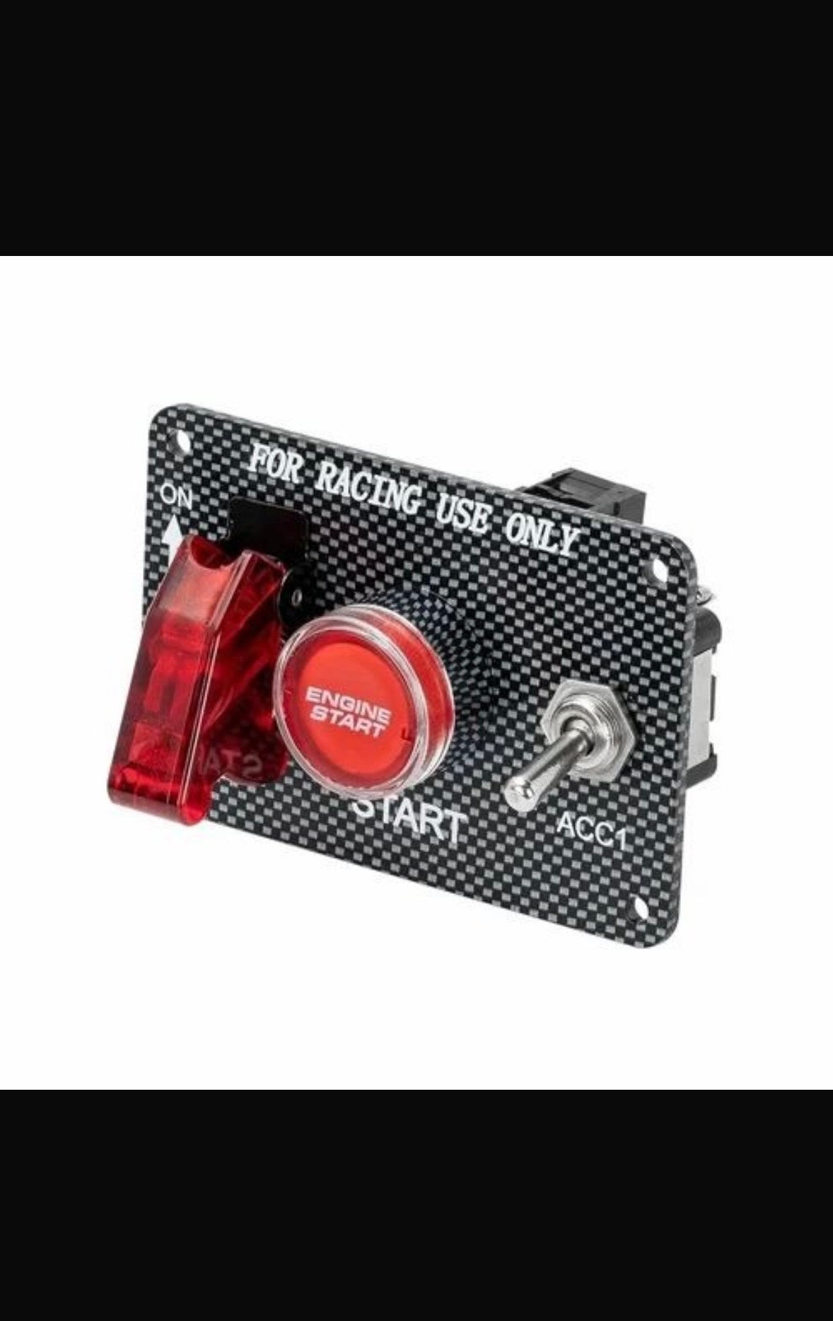 12V Carbon Fiber Racing Ignition Switch Panel | Push Button Engine Start & Toggles