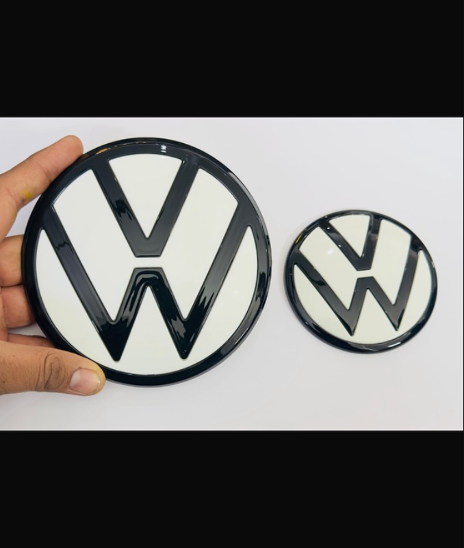 Premium Stealth Full Replacement Logo Set for VW Virtus | Carbon Black / Carbon Finish / White & Black