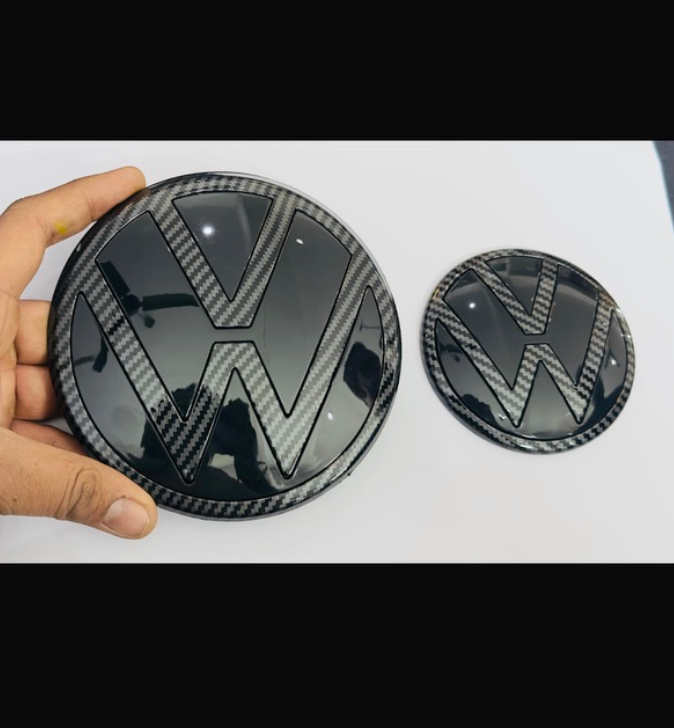 Premium Stealth Full Replacement Logo Set for VW Virtus | Carbon Black / Carbon Finish / White & Black
