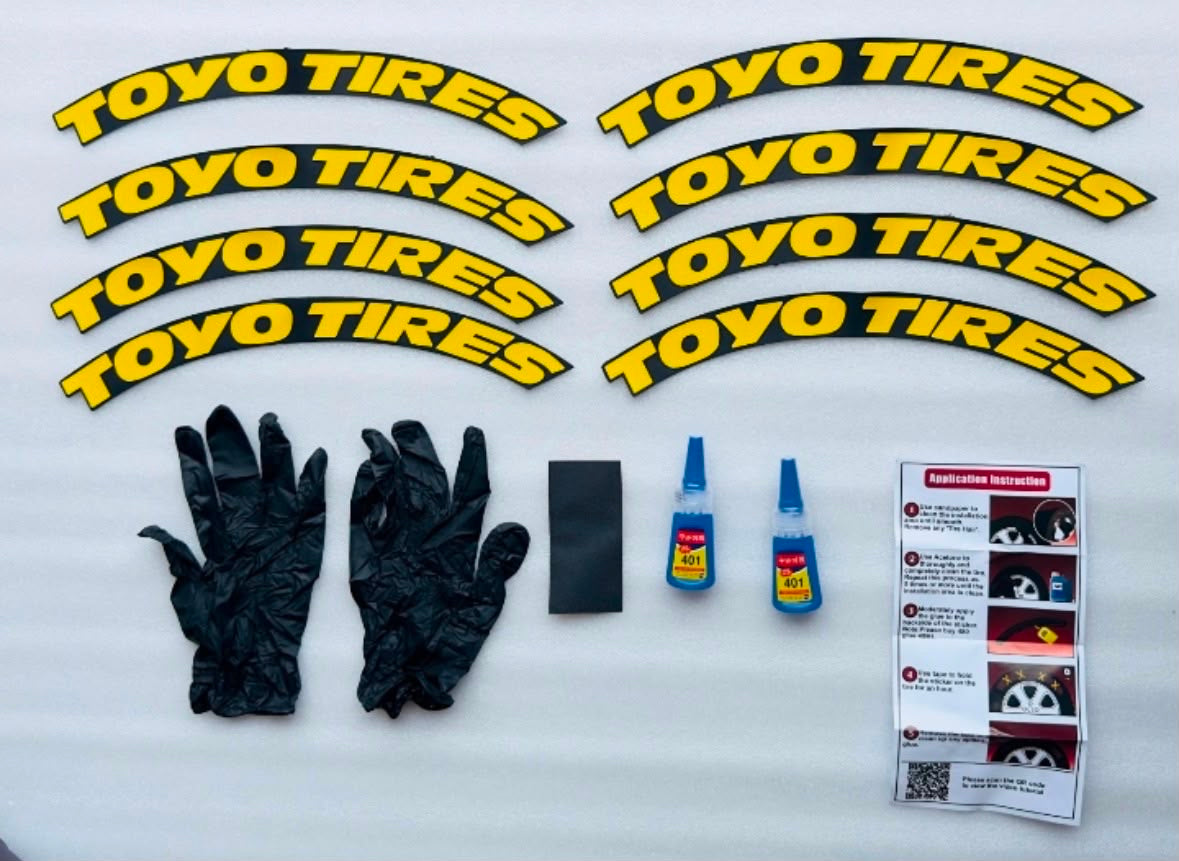 Premium 3D Rubber Tire Sticker Kit – Universal, Waterproof Custom Decals (Set of 4)