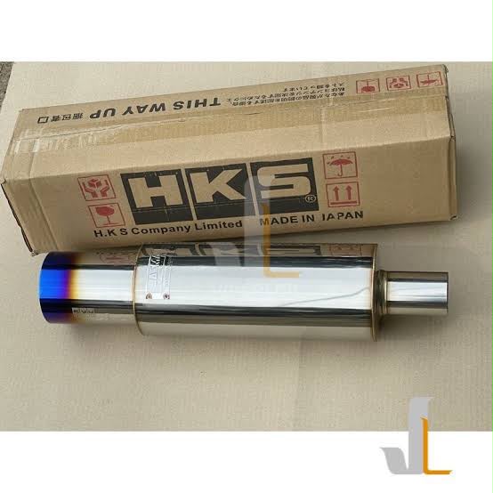 HKS-Style Universal Single-Tip Free-Flow Exhaust Muffler | Burnt Finish