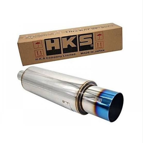 HKS-Style Universal Single-Tip Free-Flow Exhaust Muffler | Burnt Finish