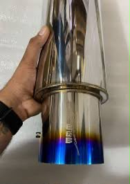 HKS-Style Universal Single-Tip Free-Flow Exhaust Muffler | Burnt Finish