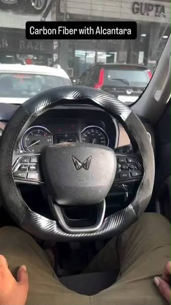 Universal Carbon Fiber & Alcantara Sport Steering Wheel Cover (2-Piece Grip Set)
