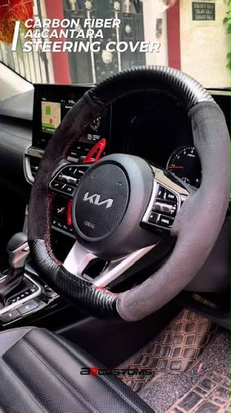 Universal Carbon Fiber & Alcantara Sport Steering Wheel Cover (2-Piece Grip Set)