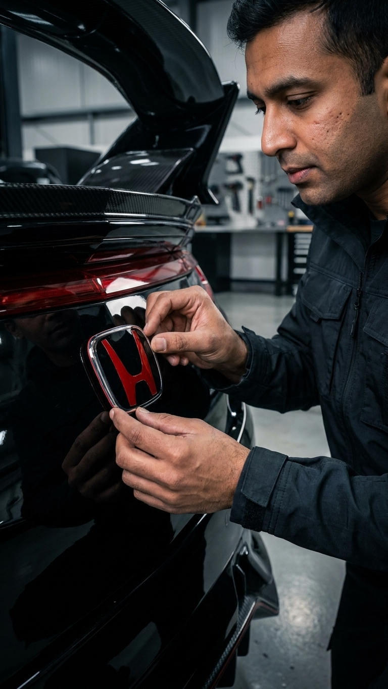 Type R-Style Red & Black Gloss Emblem Set for Honda | Premium JDM Replacement Badge