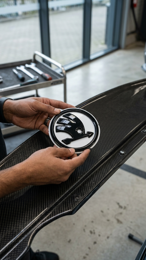 Premium Stealth Full Replacement Emblem Set for Skoda Slavia | Matte Black / White / Red / Blue