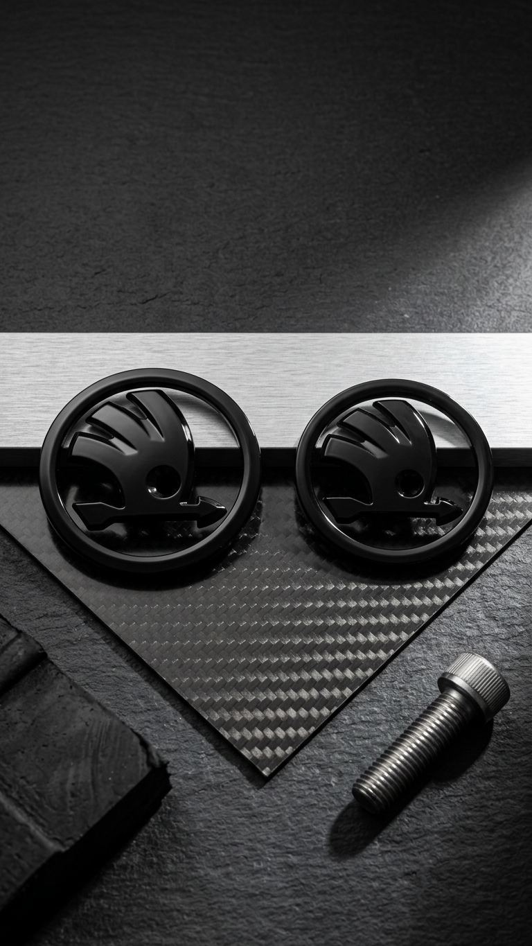 Premium Stealth Full Replacement Emblem Set for Skoda Slavia | Matte Black / White / Red / Blue