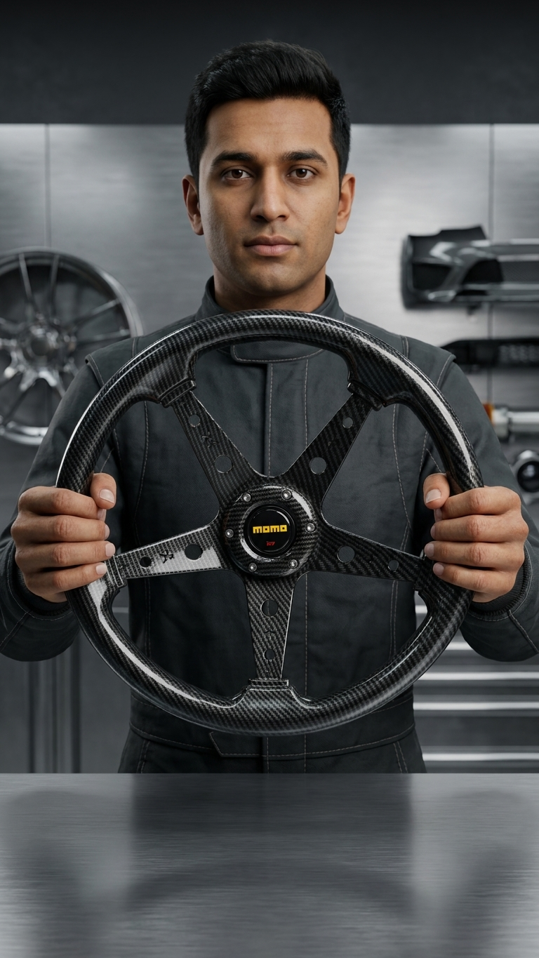 Momo/Sparco 14-Inch 5-Spoke Racing Steering Wheel | Premium Carbon Fiber Finish